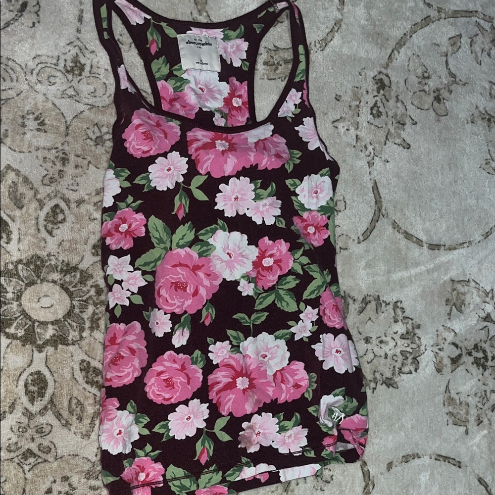 Abercrombie Kids Black Floral Tank Top